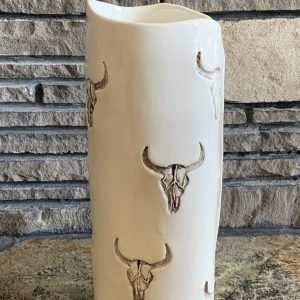 Long Horn Skull Vase